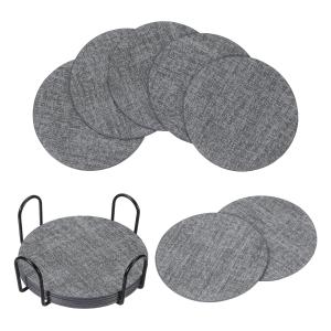 uxcell ホルダー付き6枚セットのドリンクコースター 4