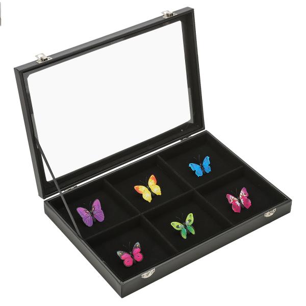 PATIKIL ピンリングディスプレイケース、14インチx9インチ宝石収納シャドーボックス、ガラス扉...