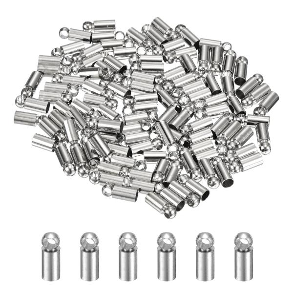 uxcell 100個 レザーコードエンドキャップ 2.5mm ODカラムバケットターミネーター レ...