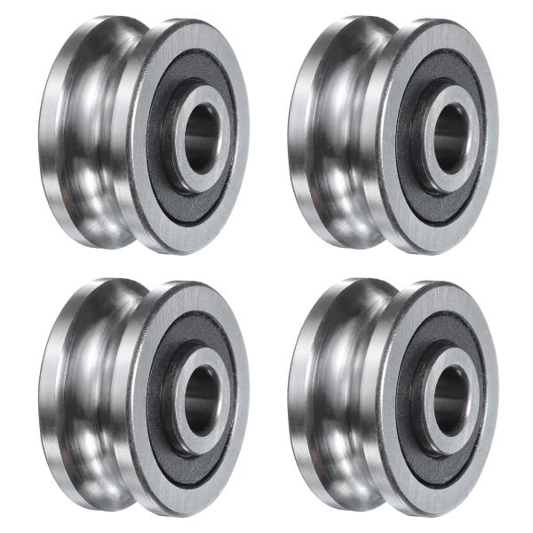 uxcell 4個SG25ディープU溝ボールトラ ックガイドベアリング8mm ID x 30mm O...