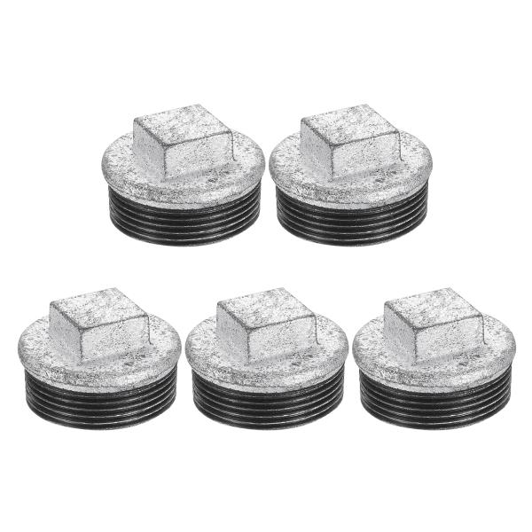 uxcell 5個5-1/2"メすぱいププラグフィッティング 角頭かたん鉄パイプ継手エンドキャップ ...