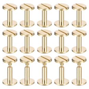 uxcell 25パック真鍮シカゴスクリュー 12x10mmフラットヘッドスクリューバックバインディングポストネイルスタッドリベット DIYレザークラ