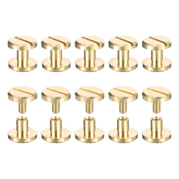 uxcell 10パック真鍮シカゴスクリュー 4x5x10mmフラワーテクスチャーフラットヘッドスク...