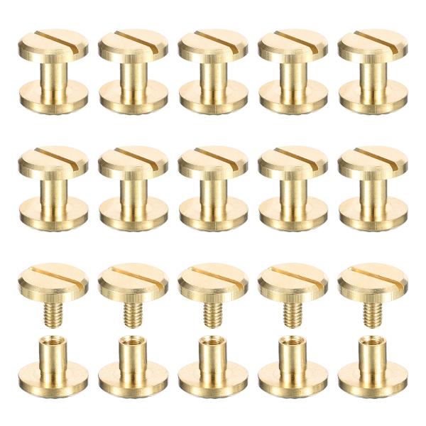 uxcell 15パック真鍮シカゴスクリュー 4x5x10mmフラワーテクスチャーフラットヘッドスク...