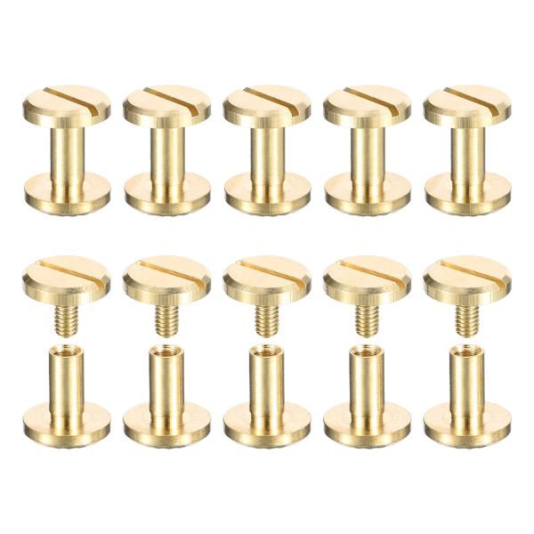 uxcell 10パック真鍮シカゴスクリュー 4x9x10mmフラワーテクスチャーフラットヘッドスク...