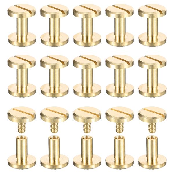 uxcell 15パック真鍮シカゴスクリュー 4x9x10mmフラワーテクスチャーフラットヘッドスク...