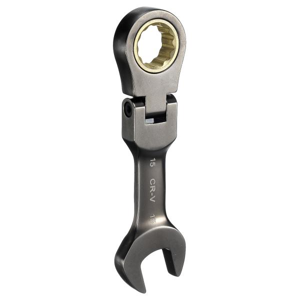 uxcell フレックスヘッドスタビーラチェットコンビネーションレンチ15mmメトリック72ティース...