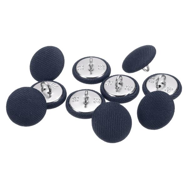 uxcell くるみボタン ネイビーブルー 10個 直径18mm 布ボタン 金属シャンク 円形 帽子...