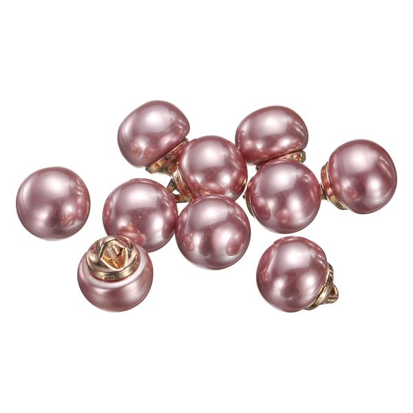 uxcell 10個16Lラウンドピンクフェイクパールボタン10mm ゴー ルドメタルシャンクボタン...