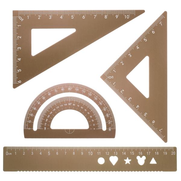 uxcell 4個セット 20mm アルミ三角定規 ジオメトリックプロトラクター 三角形 エンジニア...