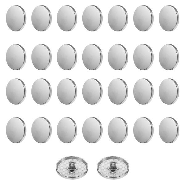 uxcell 30個40Lメタルラウンドフラットボタン25mm合金シャンククラフト交換ボタンスーツウ...