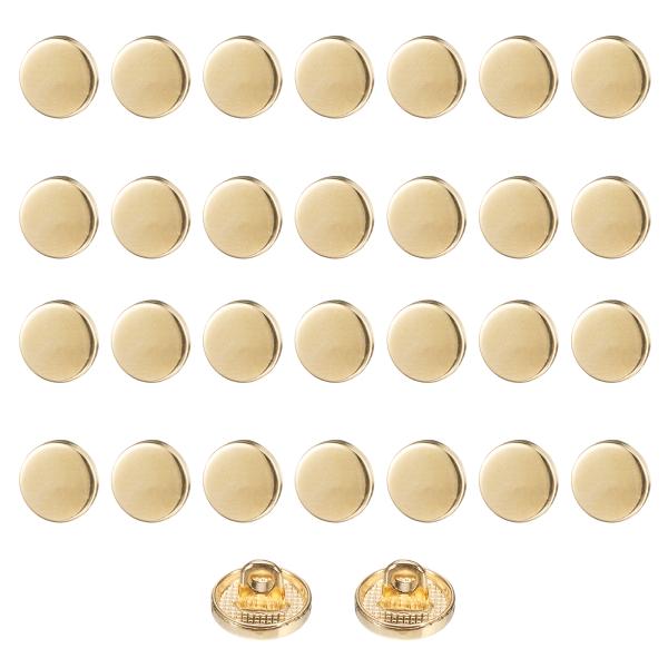 uxcell 30個16Lメタルラウンドフラットボタン10mm合金シャンククラフト交換ボタン スーツ...
