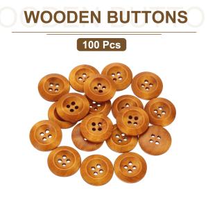 uxcell ウッドボタン20mm 四つ穴ボタ...の詳細画像3