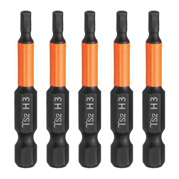 uxcell 5個組六角レンチドリルビット3 mm（H3）メトリック1/4" 2"(50mm)長さS...