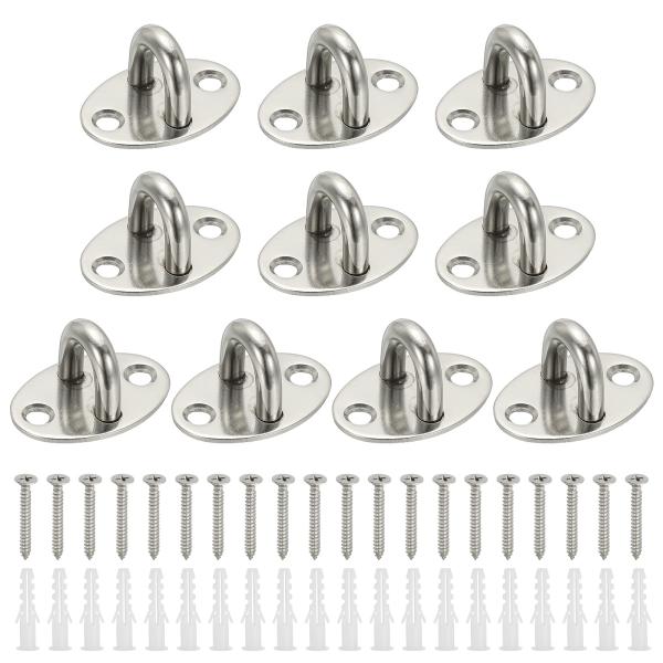 PATIKIL 10個304ステンレス鋼パティ オフック、楕円形パッドアイプレート金属壁取り付けUパ...