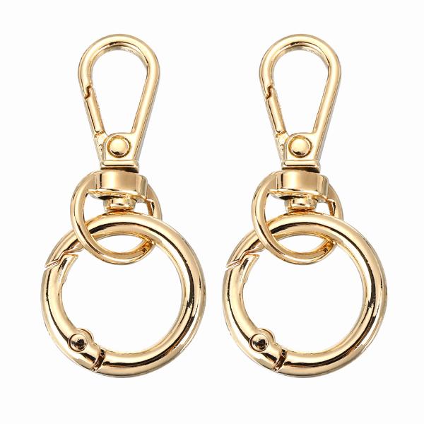 PATIKIL 1.8"スイベルスナップフックとキーリング 2個 ダブルオープニングメタルロブスター...