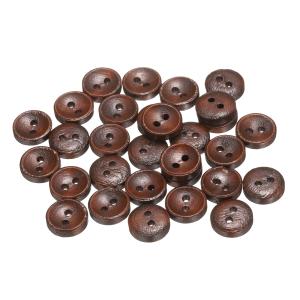 uxcell 30個18L木製ボタン15/32インチ(11.5mm) 2穴木製丸いクラフト交換ボタン衣類DIYクラフト装飾用、中褐色