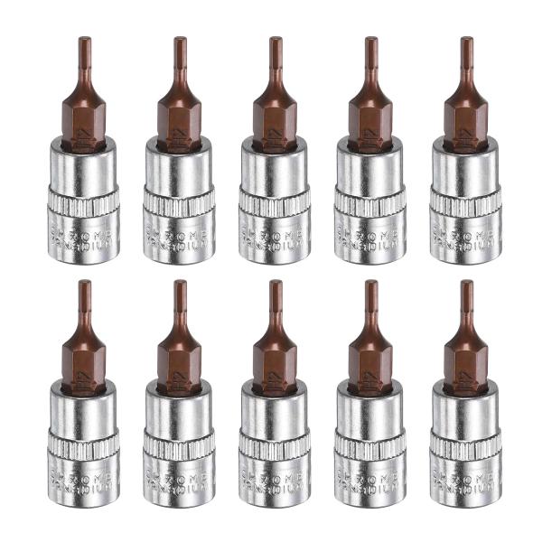 uxcell 10個 H2 ヘックス ビット ソケット 1/4" スクエア ドライブ メトリック S...
