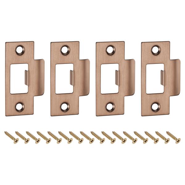 uxcell ドアストライクプレート、4個 70mm x 40mm 201ステンレススチール ラッチ...