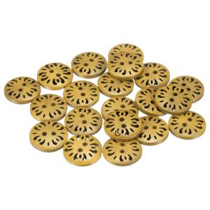 uxcell 20個 2穴 花型 手作り木製 ボタン 18mm 衣類装飾 DIY アクセサリー 代用 ラウンドボタン, ベージュ