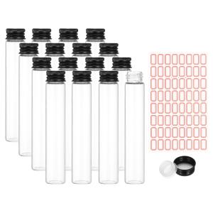 PATIKIL 30ml 試験管 キャップ付き 24本セット 22x120mm ガラス製 透明 平底 プラスチックキャップ ビーズ パーティー あめ