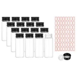 PATIKIL 40ml テスト チューブ 24本 セット 30x80mm ガラス 透明 平底 プラスチック キャップ 付き ビーズ パーティー あめ