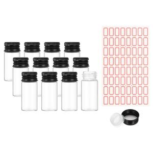 PATIKIL 10ml 試験管 12本セット 22x50mm ガラス 透明 平底 プラスチックキャップ付き ビーズ パーティー あめ バスソルト 収