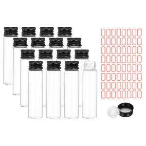 PATIKIL 20ml 試験管 キャップ付き 24本セット 22x80mm ガラス製 透明 平底 プラスチックキャップ ビーズ パーティー あめ 浴