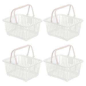 PATIKIL ミニ ショッピング バスケット 4個セット 小さい プラスチック バスケット 収納 カゴ 取手付き おもちゃ 卵 果物 お菓子 整理