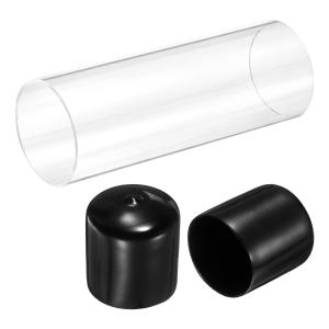 uxcell 透明硬質アクリルパイプ 51mm(2.01インチ)内径×55mm(2.17インチ)外径 6インチ 丸型ポリカーボネート管 プラスチックチ