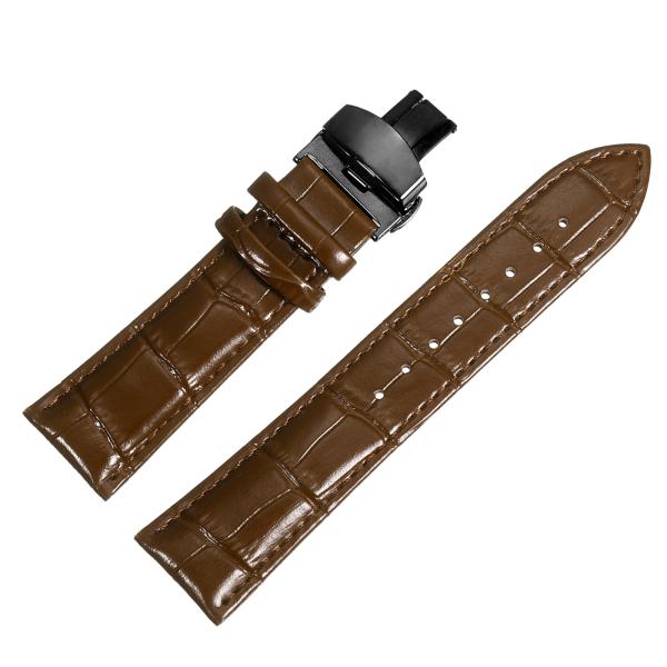 uxcell 茶色 レザー ウォッチ バンド 23 mm クイック リリース 本革 ストラップ 黒 ...