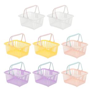 PATIKIL 8個 セット 小さい プラスチック バスケット ミニ 収納 かご 買い物 かご 取手 付き おもちゃ 果物 野菜 お菓子 整理 ホワイ