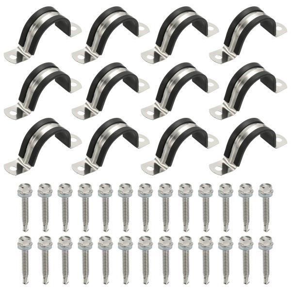 PATIKIL 12個 パイプクランプ 1-1/2インチ304ステンレススチールラバークッション付き...