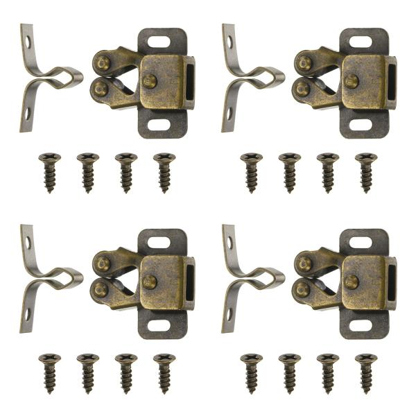 M METERXITY 4パックのダブルローラーキャビネットラッチ、取り付け用スプリング付きキャビネ...