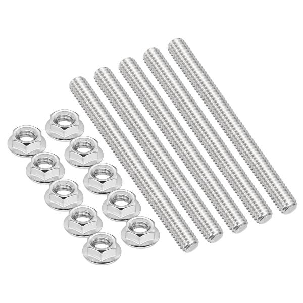 PATIKIL 5個5/16"-18x70mmの六角ナット付きスレッドロッド304ステンレス鋼全ねじ...