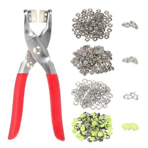 uxcell 100セット メタルスナップボタンキット 10mm ソリッドプラングスナップボタン ファスナー付きプライヤー 縫製用 ファ ブリック レ