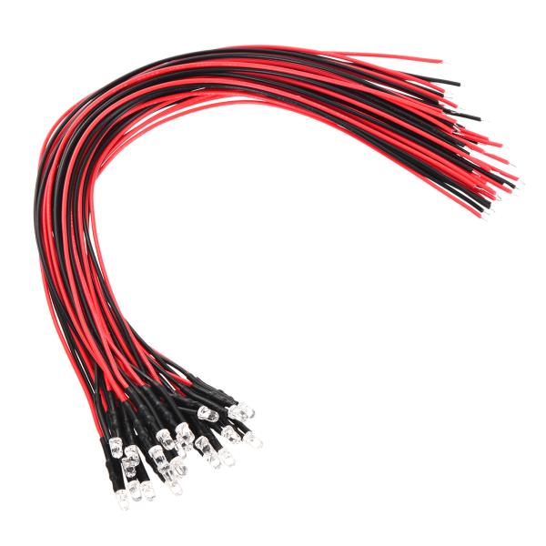PATIKIL 3 mm L E Dダイオードライト、20個 24V DC 配線済みミニL E Dラ...