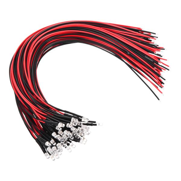 PATIKIL 3 mm L E Dダイオードライト、40個 24V DC 配線済みミニL E Dラ...