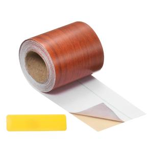 uxcell 木目テープ、2インチ×16フィート セルフ接着式 木目調修復テープ プラスチックスケレーパー付き 巾木、ドア、窓、床修復および家具リノベ