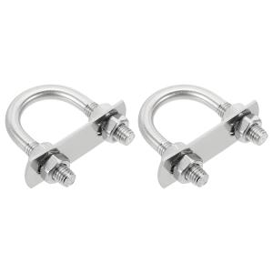 uxcell M8 Uボルト 2セット 内幅27mm(1.06インチ) 長さ55mm 304ステンレス鋼製 丸型Uクランプ ナットとプレート付き スキ