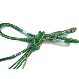 振袖用帯締め 正絹 パールビーズの飾り付き 緑　レビューを書いて送料無料
