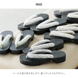 下駄 レディース レース 浴衣向け 夏 茶 黒...の詳細画像1