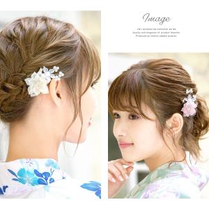 髪飾り 浴衣 花 フェイクパール 子供 クリッ...の詳細画像1