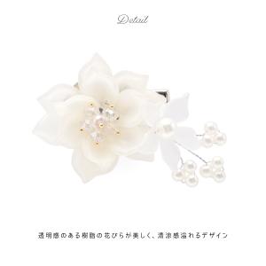 髪飾り 浴衣 花 フェイクパール 子供 クリッ...の詳細画像2