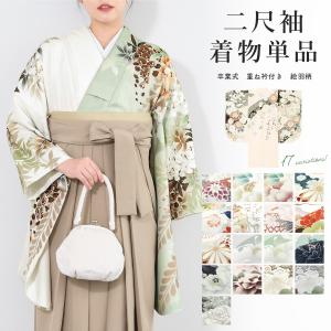 二尺袖 単品 着物 ショート丈 レディース 絵羽柄 卒業式 白 緑 紺 ピンク 灰 牡丹 桜 藤 菊 松 楓 亀甲 七宝 小振袖 謝恩会 仕立て上がり 送料無料