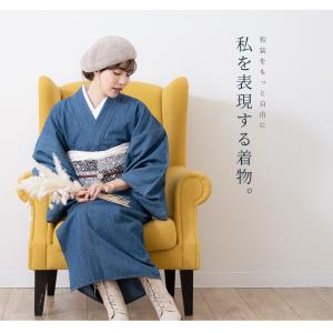 デニム 着物 レディース 単衣 選べる2色 青...の詳細画像1