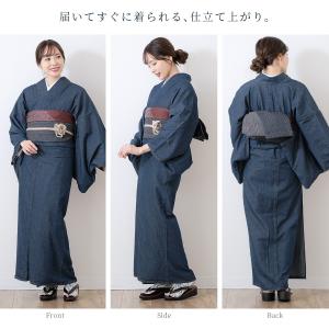デニム 着物 レディース 単衣 選べる2色 青...の詳細画像4