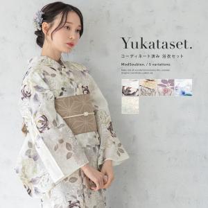 SOUBIEN 浴衣 単品 レディース 白 赤 青 椿 花 モダン 夏 ミャク