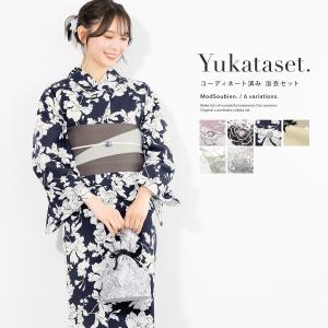 SOUBIEN 浴衣 単品 レディース 白 赤 青 椿 花 モダン 夏 ミャク