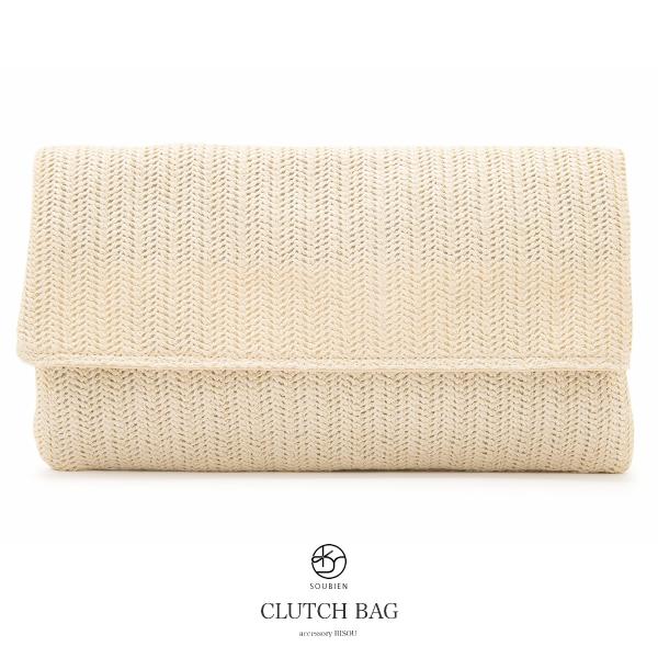 バッグ 浴衣 クラッチバッグ 白茶色 ライトベージュ シンプル フラップ式 ベルト付き 2way カ...